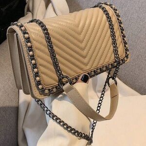 Tan Shoulder Bag w/ Gunmetal Chain strap NWOT